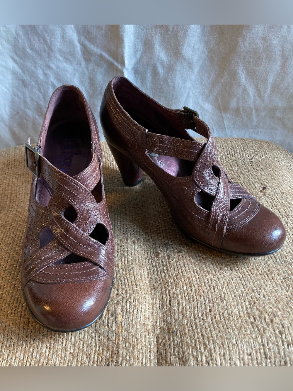 Vintage Brown Leather Mary Jane Heels